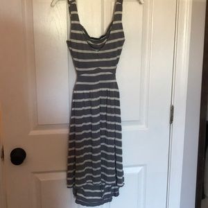 Striped gray and white summer dress